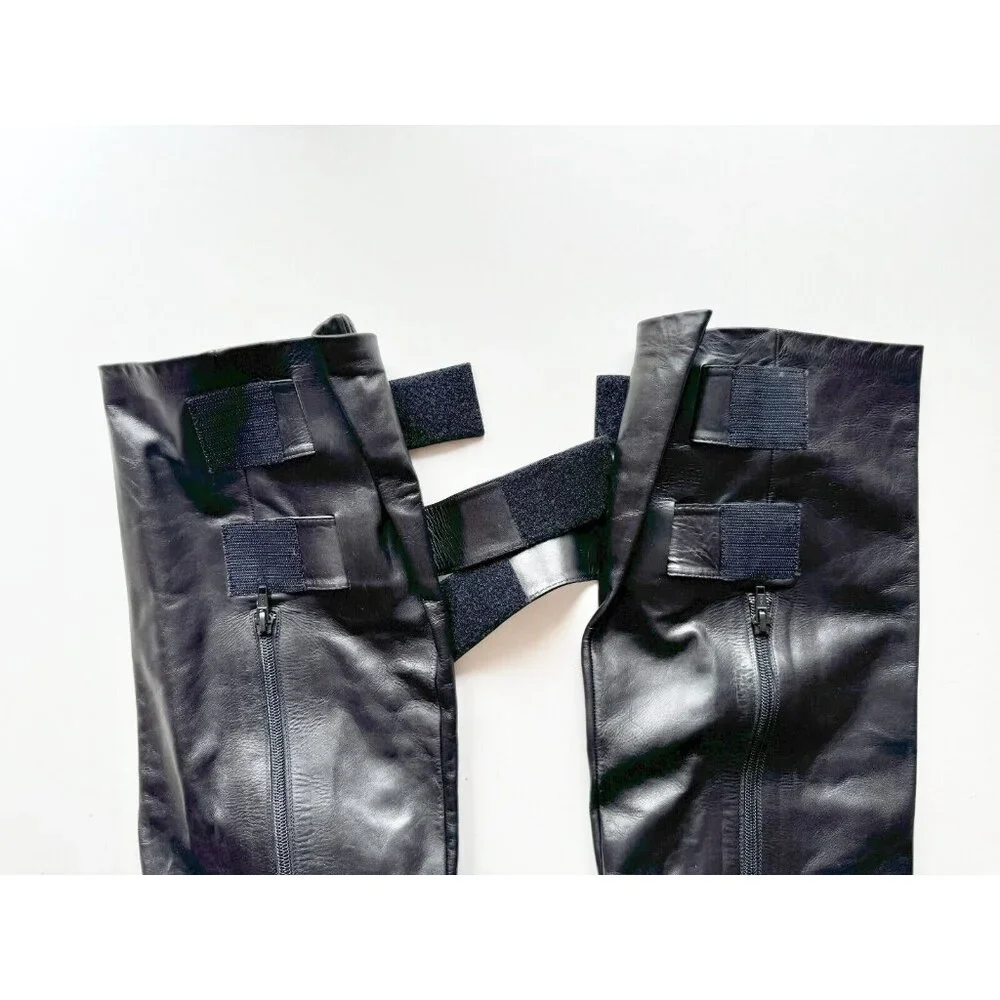 BALENCIAGA Astrogirl Black Leather TK Over The Knee Tall Wedge Boots, Size 39.5 - Picture 7 of 16